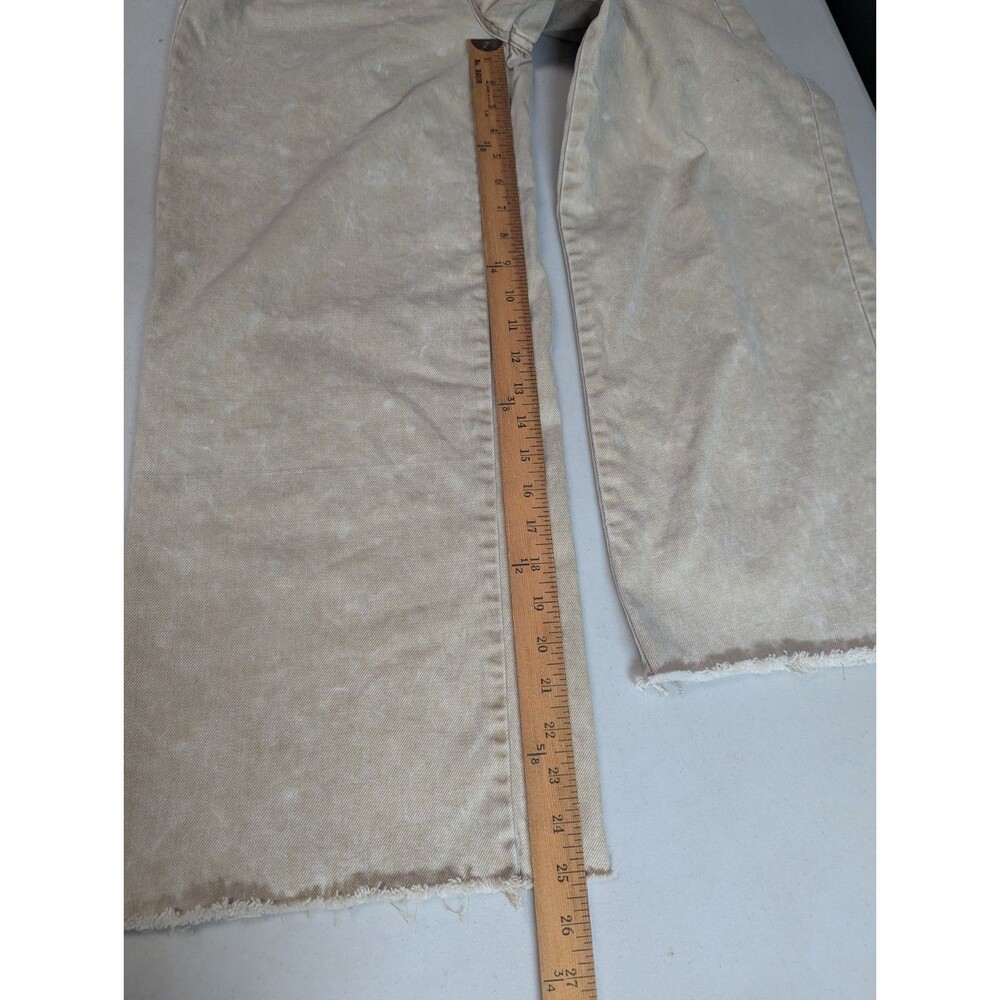 Easel Los Angeles Wide Leg Pants Medium Beige Button Fly High Rise Raw Hem Boho - Picture 9 of 16